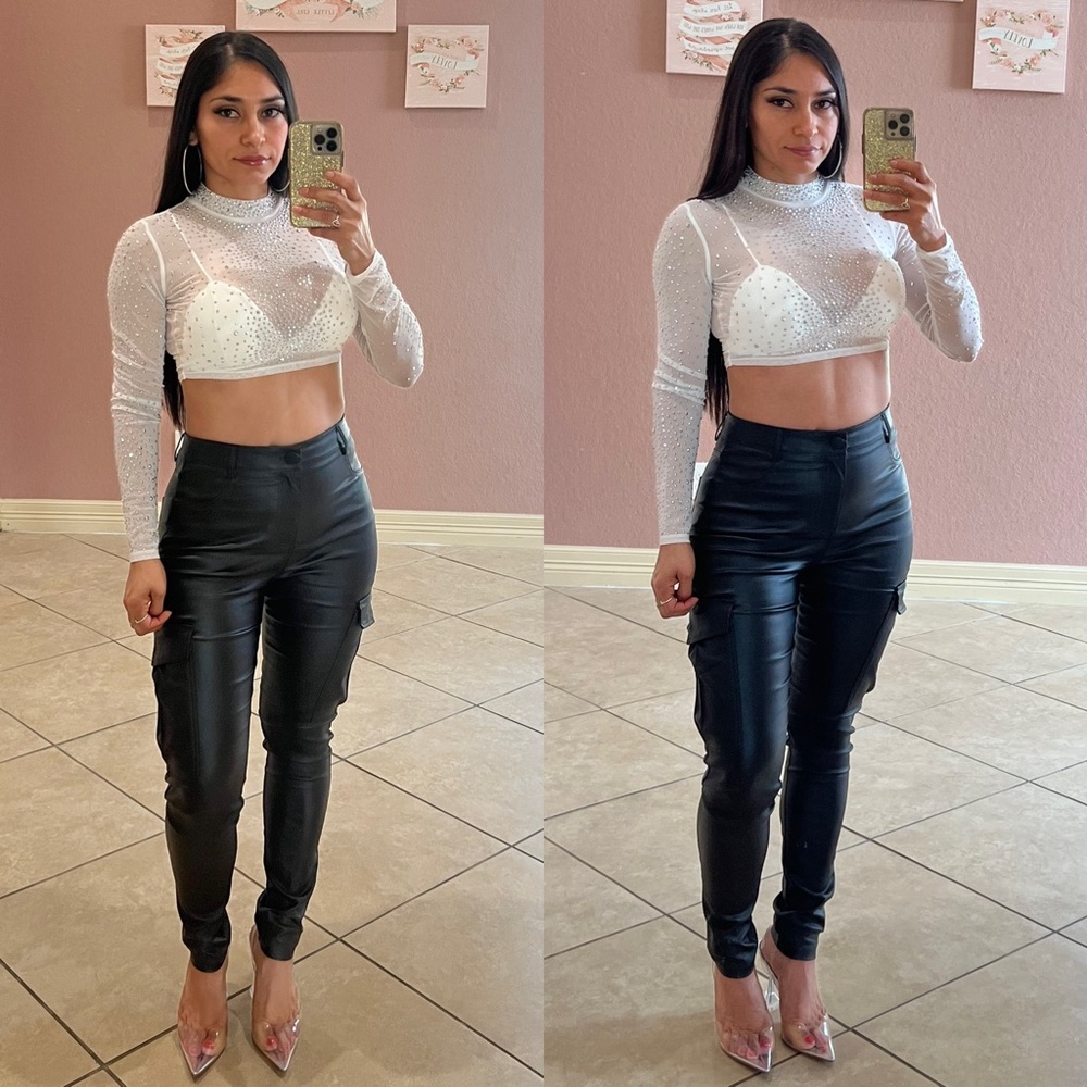 Lisa Faux Leather Cargo pants